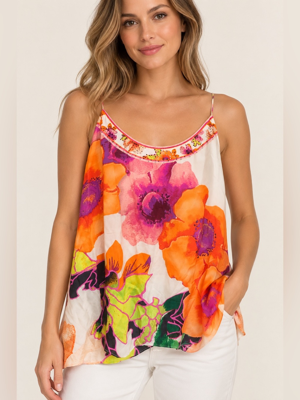 CAMILLA Australia 100% Silk Floral Cami Tank Top